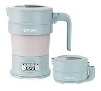 COKWEL Collapsible Electric Travel Kettle, Portable Camping Mini Kettles, 0.7L 1000W Food Grade Silicone Fast Boiling Foldable Water Boiler Saml Kettle with Temperature Adjustable, Tea Coffee, Noodles