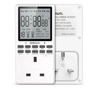 COKWEL Digital Electrical Timer Plug Socket Programmable Timer Switch for 19 On-Off Repeat Cycle Timer with LCD Display 24 Hours/7 Days Cowndown Indoor Timers 2900-Watt Max