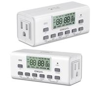 COKWEL Digital Timer (2 Pack), Dual Outlet, 7 Day Programmable, 10 On/Off Settings, Black