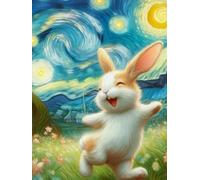 COKYIS 5D Diamond Painting by Numbers Kit Rabbit DIY Full Drill Crystal Rhinestone Embroidery Diamond Embroidery Diamond Dots Arts Home Decor (16x20inch)