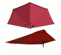 COKYIS 9ft Half Umbrella Cover Replacement Market Umbrella Replacement Canopy Half Round Parasol Top Replacement For Apartment Porch Townhouse (Color : Red, Size : 270cm/9ft-5ribs)