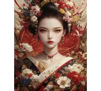 COKYIS Cross Stitch Kits for Adults Stamped Cherry Blossom Kimono Girl 11CT Printed Cross Stitch Kits,Counted Embroidery Kits for Beginner Wall Art Home Decoration 40x50cm