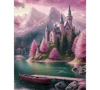 COKYIS Cross Stitch Kits for Adults Stamped Fantasy Castle 11CT Printed Cross Stitch Kits,Counted Embroidery Kits for Beginner Wall Art Home Decoration 40x50cm