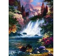 COKYIS Cross Stitch Kits for Adults Stamped Waterfall View 11CT Printed Cross Stitch Kits,Counted Embroidery Kits for Beginner Wall Art Home Decoration 40x50cm