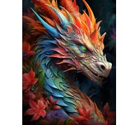 COKYIS DIY Beaded Cross Stitch Kits Fantasy Dragon Bead Embroidery Kit Animal Cross Stitch Kits Stamped Embroidery Kits for Adults Wall Art 40x50cm
