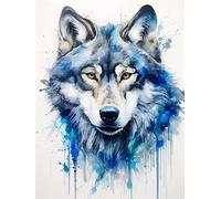 COKYIS DIY Beaded Cross Stitch Kits Wolf Portrait Bead Embroidery Kit Animal Needlepoint Kits Beaded Cross Stitch 3D Beaded Painting Handcraft 40X50Cm
