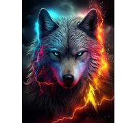 COKYIS DIY Cross Stitch Bead Embroidery Kit Wolf Portrait Bead Embroidery Kit Animal Cross Stitch Needlepoint Handcraft Tapestry Kit Beaded Stitching Pattern 3D 40X50Cm