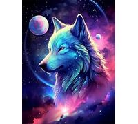 COKYIS DIY Embroidery Beads Wolf and Flower Bead Embroidery Kit Animal Needlepoint Handcraft Kit DIY Beaded Painting 3D Tapestry Beaded Cross Stitch Kit 40X50Cm