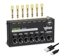 COKYIS Mini Audio Mixer, 6-Channel Stereo Line Mixer for Precision Sub-Mixing, with Ultra Low-Noise Operation, Independent Microphone Control, 1/4" TRS Input/Output-for Guitars, Bass, Stage Mixer