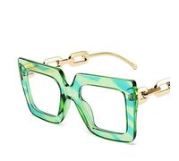 COKYIS Oversized Cat Eye Reading Glasses Oprah Style Readers Women Cute Eyeglasses Iron Flat Chain Eyeglasses Tortoiseshell (Color : Green, Size : 2.5)