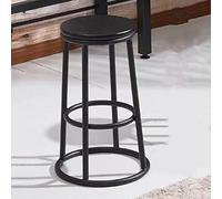 COKYIS Round Bar Chairs 27in Metal Dining Stool Modern Tall Bar Stools Wooden Seat Heavy Duty Kitchen Barstools With Footrest, Home Chairs For Shop/Church (Color : Black, Size : 60cm/23in)