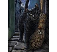 COKYIS Stamped Cross Stitch Kits Animal Black cat 11CT Counted Printed Cross Stitch Kit,Preprinted Pattern Embroidery Starter Kit for Beginner Kids and Adults 40x50cm