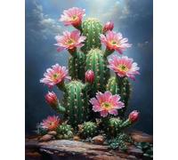 COKYIS Stamped Cross Stitch Kits Cactus and Plant Flowers 11CT Counted Printed Cross Stitch Kit,Preprinted Pattern Embroidery Starter Kit for Beginner Kids and Adults 40x50cm