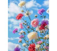 COKYIS Stamped Cross Stitch Kits Colorful Plants and Flowers 11CT Counted Printed Cross Stitch Kit,Preprinted Pattern Embroidery Starter Kit for Beginner Kids and Adults 40x50cm