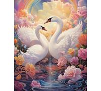 COKYIS Stamped Cross Stitch Kits Couple Swans and Flowers 11CT Counted Printed Cross Stitch Kit,Preprinted Pattern Embroidery Starter Kit for Beginner Kids and Adults 40x50cm