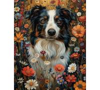 COKYIS Stamped Cross Stitch Kits Flower and Animal Dog 11CT Counted Printed Cross Stitch Kit,Preprinted Pattern Embroidery Starter Kit for Beginner Kids and Adults 40x50cm