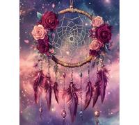 COKYIS Stamped Cross Stitch Kits Flower Dream Catcher 11CT Counted Printed Cross Stitch Kit,Preprinted Pattern Embroidery Starter Kit for Beginner Kids and Adults 40x50cm