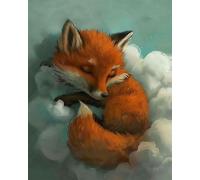 COKYIS Stamped Cross Stitch Kits Fox Sleeping on a Cloud 11CT Counted Printed Cross Stitch Kit,Preprinted Pattern Embroidery Starter Kit for Beginner Kids and Adults 40x50cm