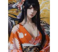 COKYIS Stamped Cross Stitch Kits Kimono Girl 11CT Counted Printed Cross Stitch Kit,Preprinted Pattern Embroidery Starter Kit for Beginner Kids and Adults 40x50cm