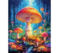 COKYIS Stamped Cross Stitch Kits Mushroom Forest 11CT Counted Printed Cross Stitch Kit,Preprinted Pattern Embroidery Starter Kit for Beginner Kids and Adults 40x50cm