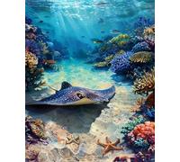 COKYIS Stamped Cross Stitch Kits Ocean Fish 11CT Counted Printed Cross Stitch Kit,Preprinted Pattern Embroidery Starter Kit for Beginner Kids and Adults 40x50cm