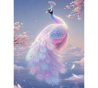COKYIS Stamped Cross Stitch Kits Peacock and Cherry Blossoms 11CT Counted Printed Cross Stitch Kit,Preprinted Pattern Embroidery Starter Kit for Beginner Kids and Adults 40x50cm
