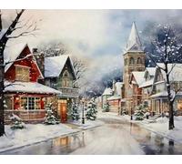 COKYIS Stamped Cross Stitch Kits Snowy City Scene 11CT Counted Printed Cross Stitch Kit,Preprinted Pattern Embroidery Starter Kit for Beginner Kids and Adults 40x50cm