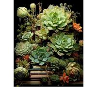 COKYIS Stamped Cross Stitch Kits Succulents 11CT Counted Printed Cross Stitch Kit,Preprinted Pattern Embroidery Starter Kit for Beginner Kids and Adults 40x50cm