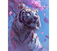 COKYIS Stamped Cross Stitch Kits Tiger Cherry Blossoms 11CT Counted Printed Cross Stitch Kit,Preprinted Pattern Embroidery Starter Kit for Beginner Kids and Adults 40x50cm