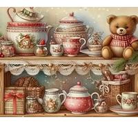 COKYIS5D Diamond Painting by Numbers Kit Bear on Wooden Frame DIYFull Drill Crystal Rhinestone Embroidery Diamond Embroidery Diamond Dots Arts Home Decor (16x20inch)