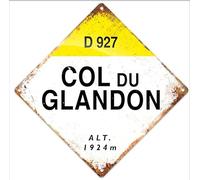 Col du Glandon diamond metal sign XL with sticky pads. Worn rust look print. tour cycling skiing climb marker altitude road