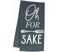 Col House Designs Funny Kitchen Towels with Sayings, Charcoal Grey - Funny Dish Towels (for Forks Sake)