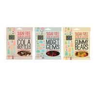 Cola Bottles, Midget Gems & Gummy Bears - Sugar, Gelatine & Gluten Free Jellies Sweets 100g (Pack of 3)