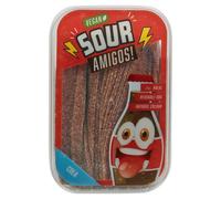 (Cola) Fizzy Sour Candy Belts Halal Vegan Flavoured Sweets Strips Reusable Box Tub 300g