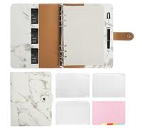 Colacoo Leather A5 Binder Notebook, Refillable Portfolio with Pockets, Dividers, Refill Paper, Travel Journal Cover, Marble White