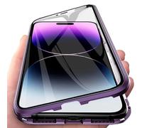 Colala Case for Samsung Galaxy S26 Magnetic Adsorption Cover,Technology Metal Frame Aluminum,Front and Back 9H Tempered Glass,360° Full Protection Ultra Slim Bumper - Purple
