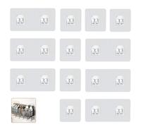 COLANANA 12Pcs Shower Caddy Adhesive Hooks Replacement,Transparent Strong Adhesive Hooks,No Drilling Corner Shower Caddy Hook for Bathroom Kitchen Showers Caddy (Single&Double Hook)