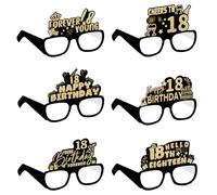 COLANANA Birthday Party Glasses Decoration,6 Pieces 18th Birthday Party Decorations,Funny Paper 18th Birthday Eyeglasses Deco,Birthday Photo Booth Props Supplies for Women Men