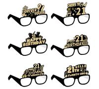 COLANANA Birthday Party Glasses Decoration,6 Pieces 21th Birthday Party Decorations,Funny Paper 21th Birthday Eyeglasses Deco,Birthday Photo Booth Props Supplies for Women Men