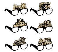 COLANANA Birthday Party Glasses Decoration,6 Pieces 50th Birthday Party Decorations,Funny Paper 50th Birthday Eyeglasses Deco,Birthday Photo Booth Props Supplies for Women Men