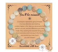 COLANANA Natural Stone Bracelet,Green Leaving Gifts for Colleagues Women Retirement Gifts,Healing Crystals Bracelet, Anxiety Bracelets for Woman,Compass Charm Healing Bracelets for Women and Girls