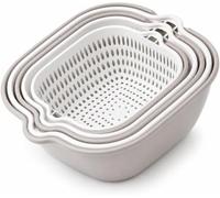 Colander and Basin Set, Double Layer Drain Basket for Washing Fruits and Vegetables, Washing Bowl for Kitchen, Small Six-Piece Set (Small+Medium+Large) Durable and Fashion
