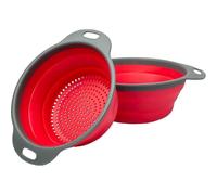 Colander Set - 2 Collapsible Colanders (Filters) 2 Collapsible Colanders Sizes 8" - 2 Quarts & 9.5" - 3 Quarts Red