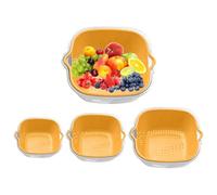 Colander Set with Bowls | Rice & Pasta Strainer | Veggie Wash Food Strainer | Kitchen Gadget Strainer Set, Multifunctional Strainers for Vegetables, Fruits & Pasta - Beige, Yellow, Green