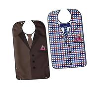 Colaren 2 PCS Adult Bibs for Men, Adjustable Adult Bibs for Elderly Washabl with Crumb Catcher
