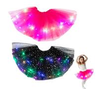 Colaren 2 PCS Black Pink Tutu Adult, Led Light up Tutu Skirt for Women Dress-up Parties Dancing