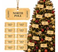 Colarr 101 Pcs North Pole Christmas Gift Tags with String Attached, Vintage Hanging Label Cards 100 Paper Polar Tickets Natural Jute Twine for Gift Wrapping Holiday Party Favors Classroom Decor