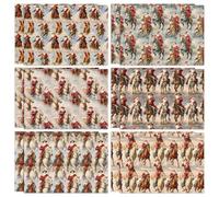 Colarr 12 Pcs Vintage Christmas Wrapping Paper 20 x 28 Inches Retro Santa Claus and Horse Gift Wrap Bulk Xmas Folded Flat DIY Craft Paper for Xmas Winter Holiday Party Supplies