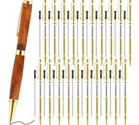 Colarr 20 Pcs 7mm Slimline Pen Kit with Refill Wood Turning Twist Pen Kit Lathe Turning Supplies for DIY Copper Making Friend Teacher Students Gifts(Gold)
