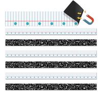 Colarr 24 Pcs Mini Magnetic Strips, 12" x 0.75" Composition Lined Notebook Magnetic Borders for Classroom Whiteboard Magnet Border Strips Bulletin Board Borders for Office School Chalkboard Trim Decor